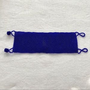 Sapphire Blue Beaded Cuff Bracelet